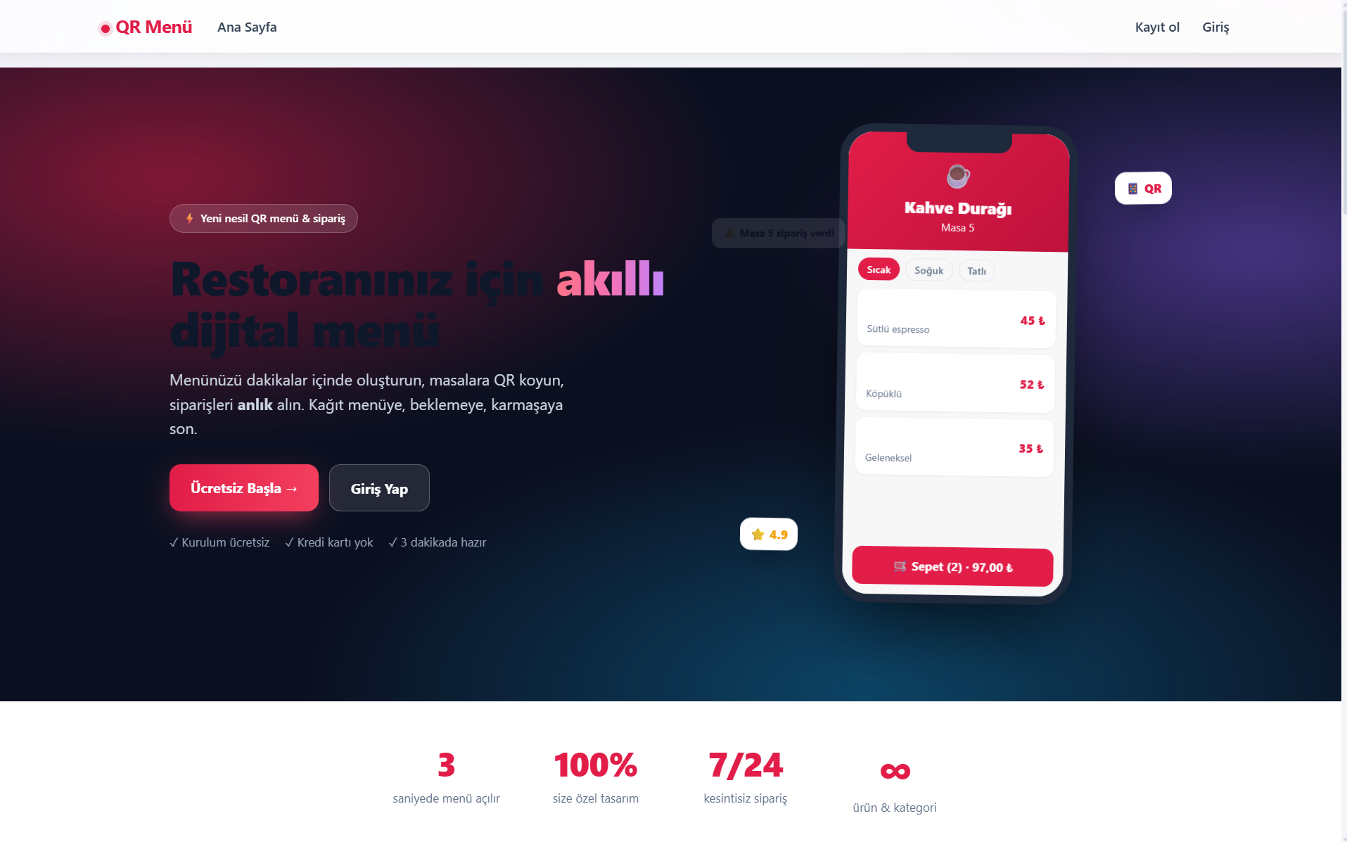 QR Menü — Çok Kiracılı (Multi-Tenant) Dijital Menü ve Sipariş Platformu